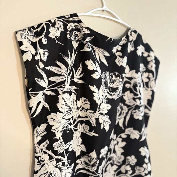 4/$10🎄Vintage Y2K Joe Fresh Black & White Floral Drop Waist Dolman Dress - Picture 12 of 14